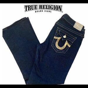 True religion boot cut jeans gold sequin pocket